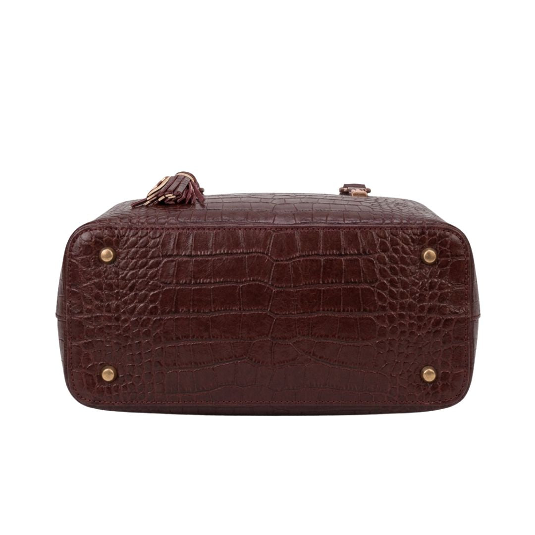 Tropx Burgundy Croc-Embossed Handbag