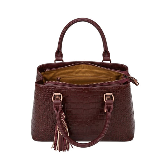 Tropx Burgundy Croc-Embossed Handbag