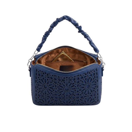 Tropx Navy Blue Laser-Cut Shoulder Bag
