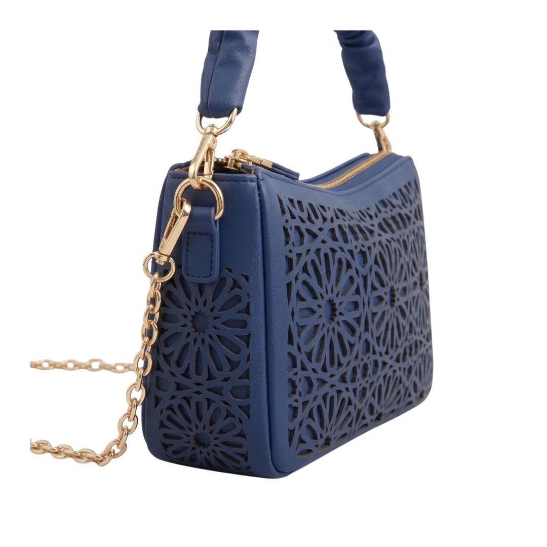 Tropx Navy Blue Laser-Cut Shoulder Bag