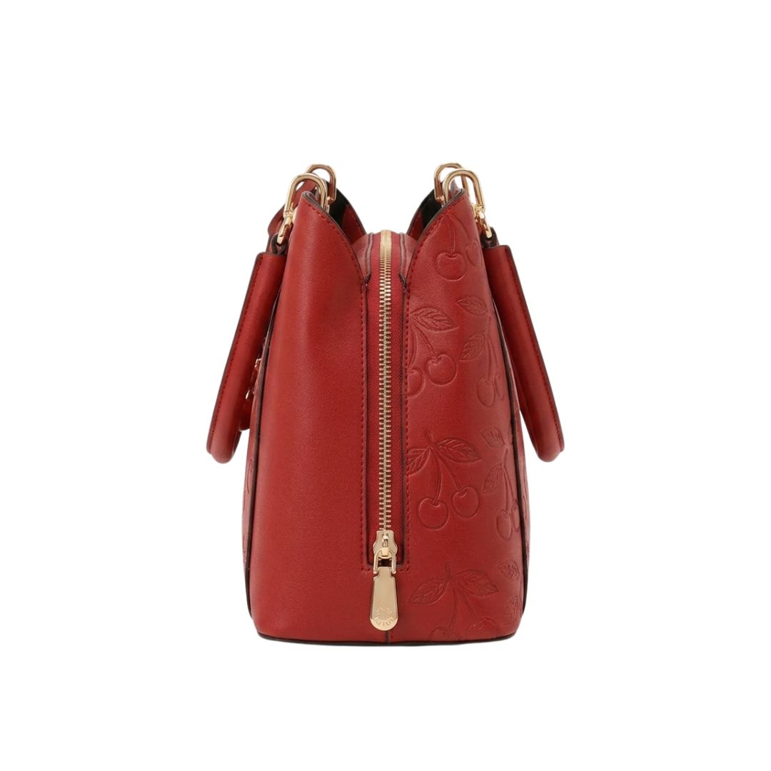 Tropx Red Cherry-Embossed Handbag