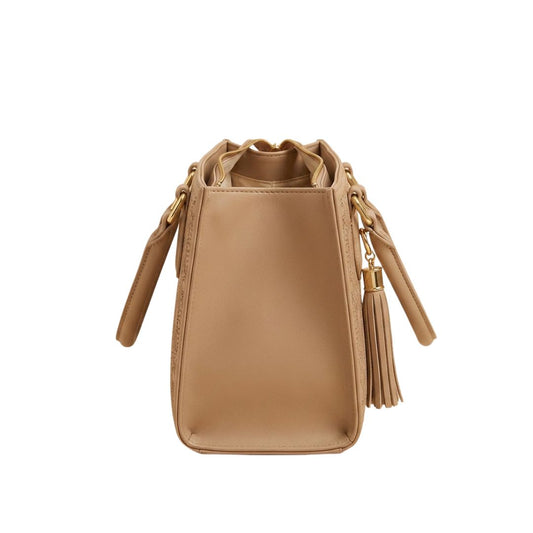 Tropx Beige Embossed Tote Handbag