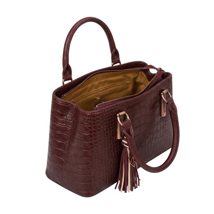 Tropx Burgundy Croc-Embossed Handbag