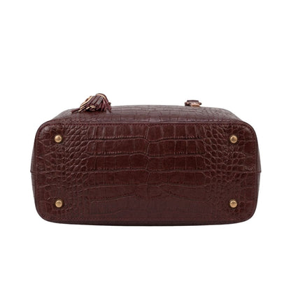 Tropx Burgundy Croc-Embossed Handbag