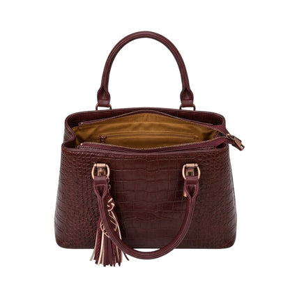 Tropx Burgundy Croc-Embossed Handbag