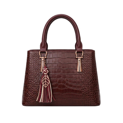 Tropx Burgundy Croc-Embossed Handbag