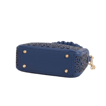 Tropx Navy Blue Laser-Cut Shoulder Bag