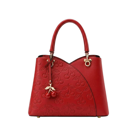 Tropx Red Cherry-Embossed Handbag