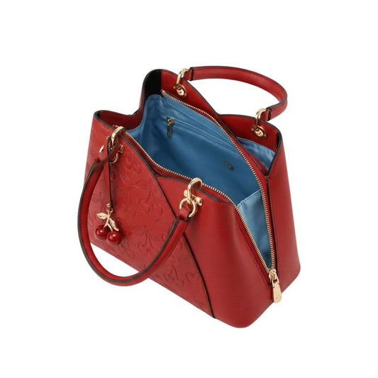 Tropx Red Cherry-Embossed Handbag