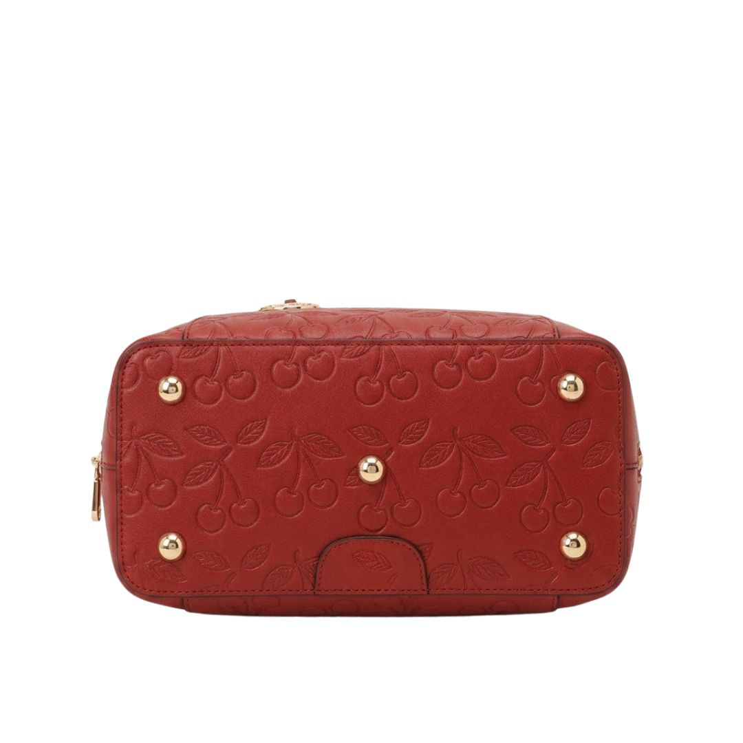 Tropx Red Cherry-Embossed Handbag