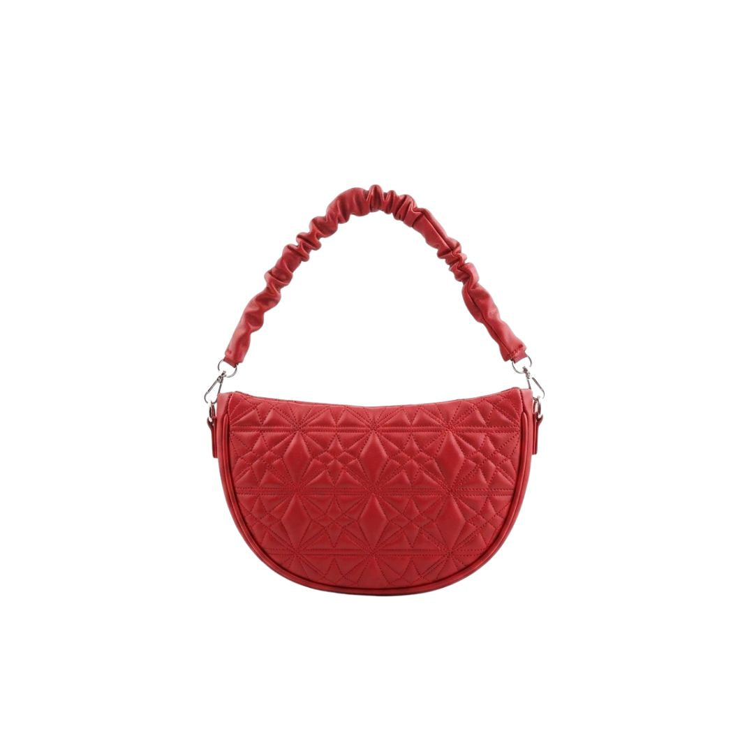 Tropx Red Quilted Crescent Shoulder Bag