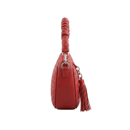 Tropx Red Quilted Crescent Shoulder Bag